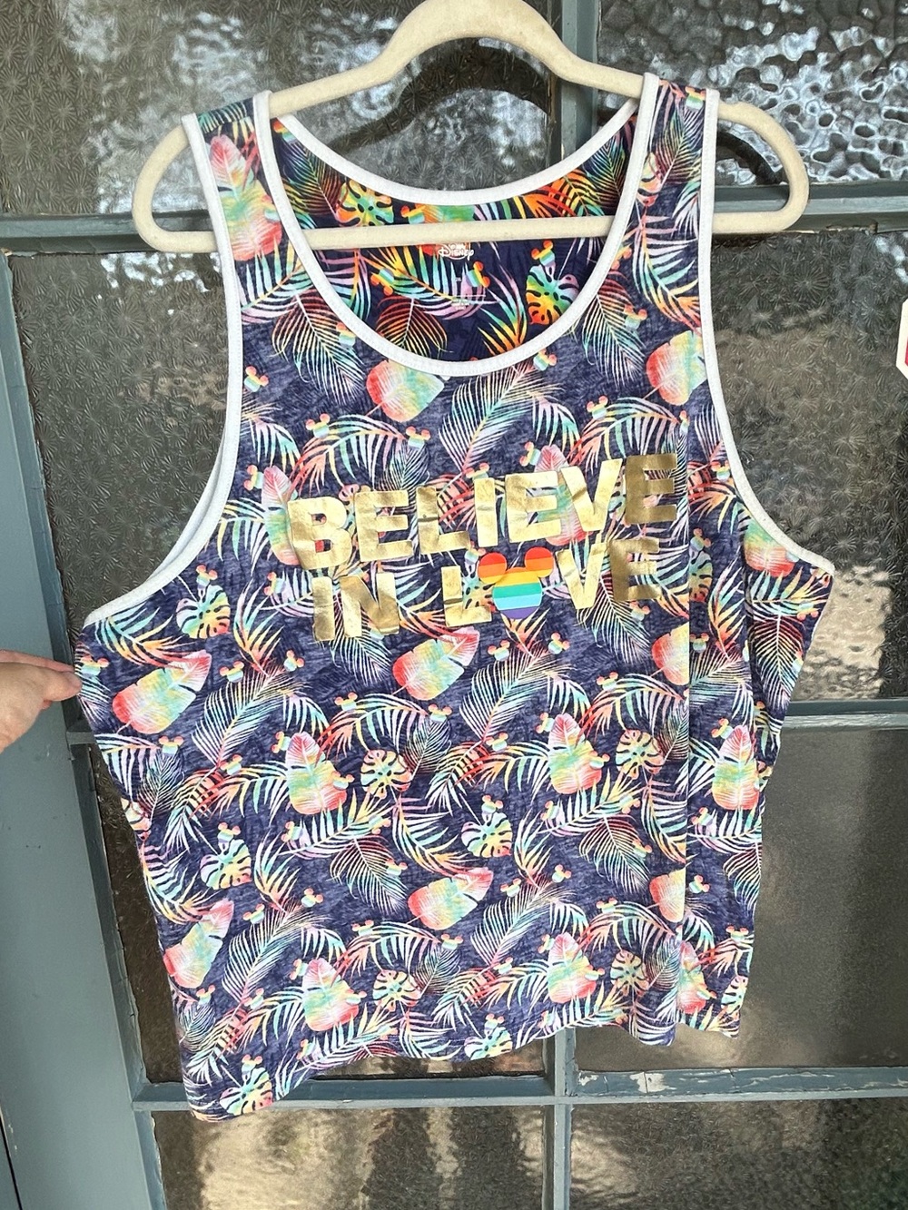 Disney Pride Believe in Love Tropical Rainbow Mickey Tank Top Men’s 2XL